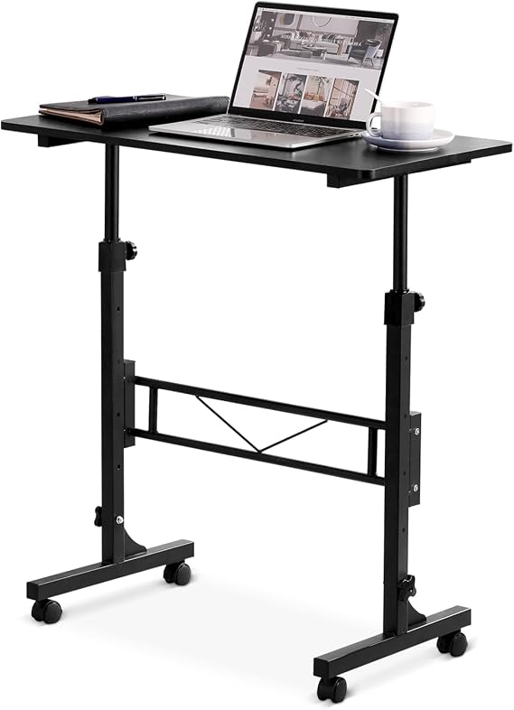 Small Standing Desk Adjustable Height,Mobile Stand Up Desk with Wheels