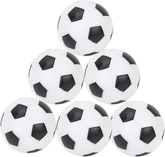 Foosball Balls, Durable Mini Black and White Table Soccer Balls Replacement 6 Pack for Home Office Family Party Recreation