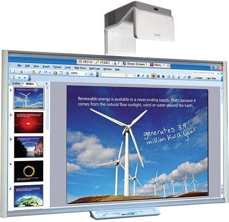 Electronic Interactive Dry Erase Board for Classroom Presentation/Collaboration (6 feet Long by 4 feet Wide) (with The Smart UF70W Short Throw Projector)