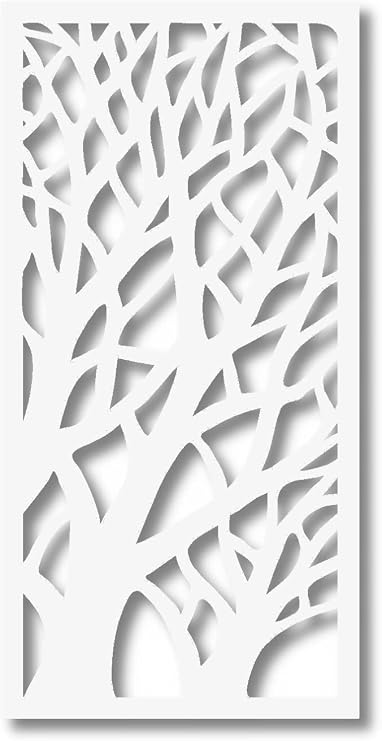 VIMA (Tree Branches) Decorative Wall Panel - 48" L x 24" W x 1/2" H, White Color PVC Board Panel with Private Screen Fence Design for Home Renovation & Wall Decor