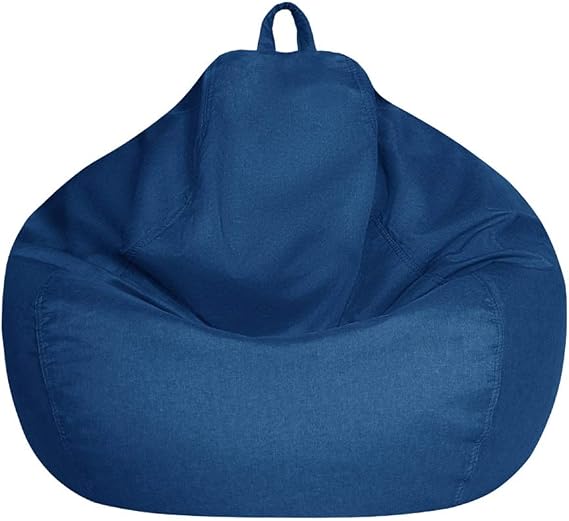 Lazy Sofas Linen Cloth Lounger Seat Bean Bag Pouf Puff Couch Cover Chairs without Filler Tatami Living Room for Adult(100CM)