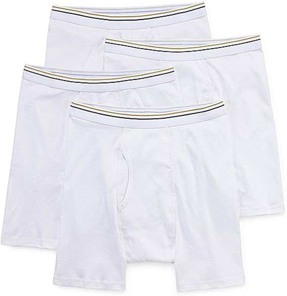 Stafford 4 Pack Boxer Briefs 100% Cotton (Large, White)