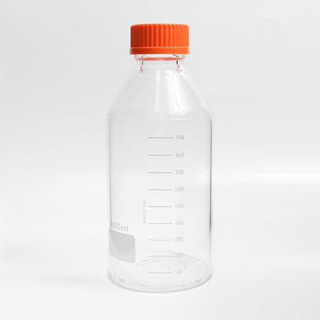 PEKYBIO Glass Media Bottle 1000ml Round Storage Bottles 3.3 Borosilicate Glass Regent Bottles with PP GL45 Screw Cap 1 Piece