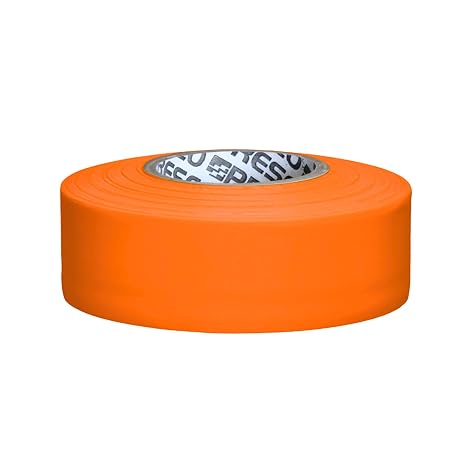 NO Adhesive, Presco PresGlo Arctic Roll Flagging Tape 5 mils Thick, 1-3/16 in. x 50 yds. (Neon Orange)
