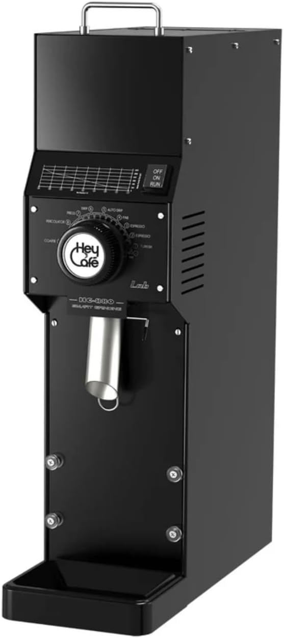 HeyCafe HC-880 LAB Shop Coffee Grinder 84mm Flat Hardened Steel Burrs, Stepless Grind Adjustment, 1.3kg Bean Hopper, 550W Motor, Professional High-Volume Grinder, White