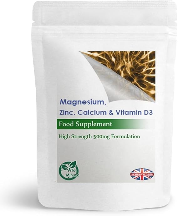 Calcium, Magnesium, Zinc &amp; Vitamin D3 Tablets, Essential Minerals (Pack of 90)