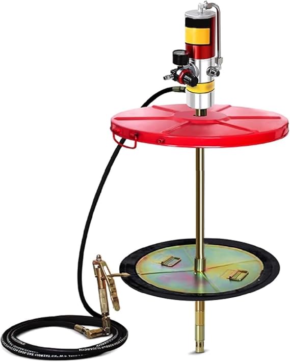 Air Operated Grease Pump with 16ft Tubing, High Pressure 50:1 Ratio Grease Gun with Drum Cap, Pneumatic Grease Pumps for 55 Gallon Drums, 0.85L/min Discharge, Perfect for Industrial Use