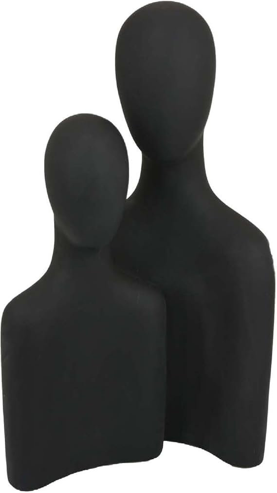 Benzara Nito Decorative Figurine, 2 Bust Silhouettes, 17 Inch Black Resin Body