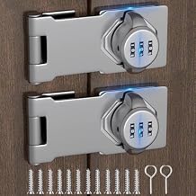 Closet Locks for Double Doors - Keyless Cabinet Lock with Code - 3-Digit Combination Password Pantry Locks Latch Sliding Closet Door Lock for Shed Folding Double Cupboard Door Silver 2 Pack