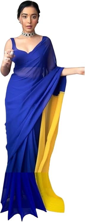 Festival Party Indian Designer Sarees Stitched Blouse Muslim Women in Saari