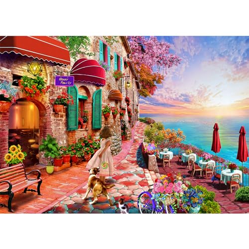 HUADADA Jigsaw Puzzles for Adults 1000 Pieces, Seafront Girl Interlock Perfectly No Dust, Home Decors Birthday Toys for Men Women Elders Seniors 27.5x19.6, Original Poster
