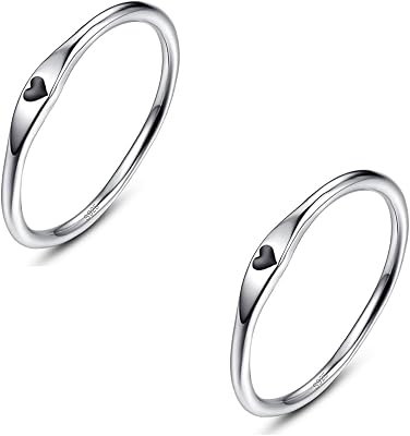 2PCS Promise Engagement Wedding 925 Sterling Silver Heart Love Thumb Ring Band Set for Men Women Size 89
