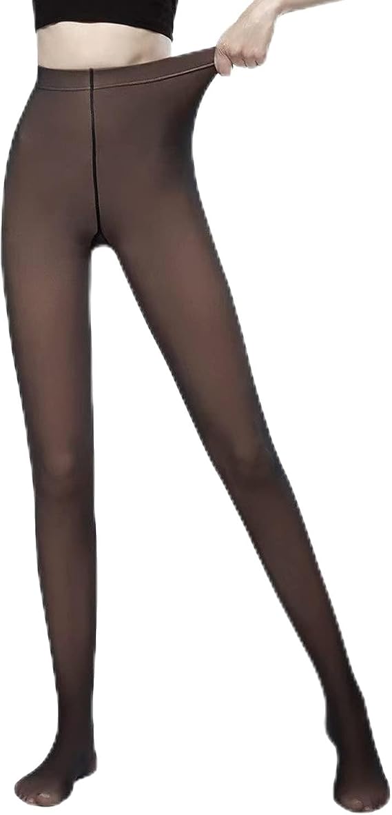 Fleece Lined Tights Women Translucent Leggings for Women Fleece Stockings Pantyhose for Colder Winter Keep Warm One Size