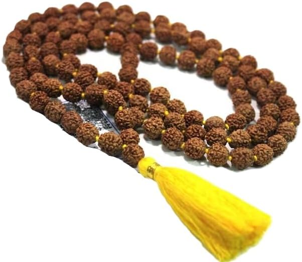 Rudraksha Mala 108+1 Beads - Handmade 8MM beads 5 Mukhi Rudraksha Mala - 5 Mukhi Rudraksha Japa Mala, lord Shiva Japa Mala