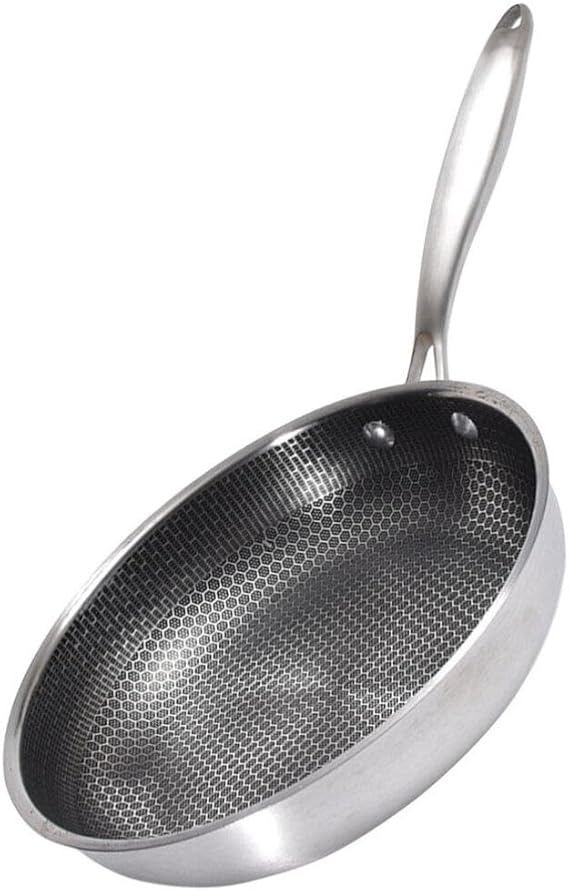 Stainless Steel Frying Pan Honeycomb Pattern Non-stick Large for Eggs and Steaks