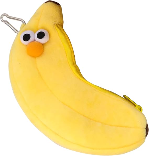 Large Capacity Cartoon Banana Pen Pouch Organizer, Washable Makeup Storage Bag, Stationery Organizer, Unisex, Yellow