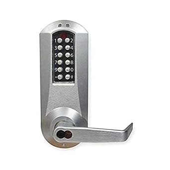 Kaba E-Plex 5200 Series PC Programmable Stand-Alone Access Control Lock, Kaba Cylinder (Schlage"C" Keyway) Included, Winston Lever, Satin Chrome Finish