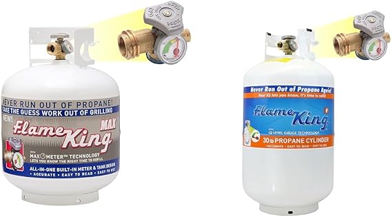 Flame King 20 lb and 30 lb Steel Propane Tanks with OPD Valve, Built-In Gauge