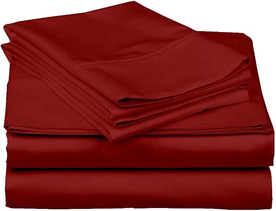 Twin XL Sheet Set-4 Piece Sheets-College Dorm Room Bed Sheets- Twin XL Sheet Set-College Dorm Size- Deep Bed Sheets Pockets - Twin Extra Long Sheets for Twin XL Mattress - 10" Drop-Burgundy Solid)