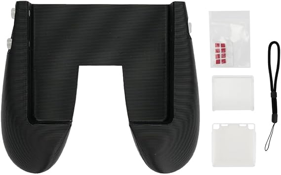 Grip Handle and Protective Case Combo for MM Flip Handheld Game Console (Black Grip with White Case)