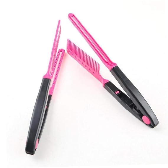 Flat Hair Straightening Comb, Plastic Heated Surface, One Size, Red, 39g, Straightens All Hair Types, Removes Knots, Minimizes Frizz