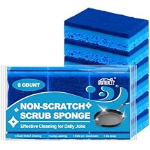 HOMEXCEL Sponges Kitchen 6pcs, Non-Scratch Sponges for Dishes, Scrub Cleaning Sponge Safe on Non-Stick Cookware, Dual Sided Dish Sponge for Kitchen, Household, Bathroom and More