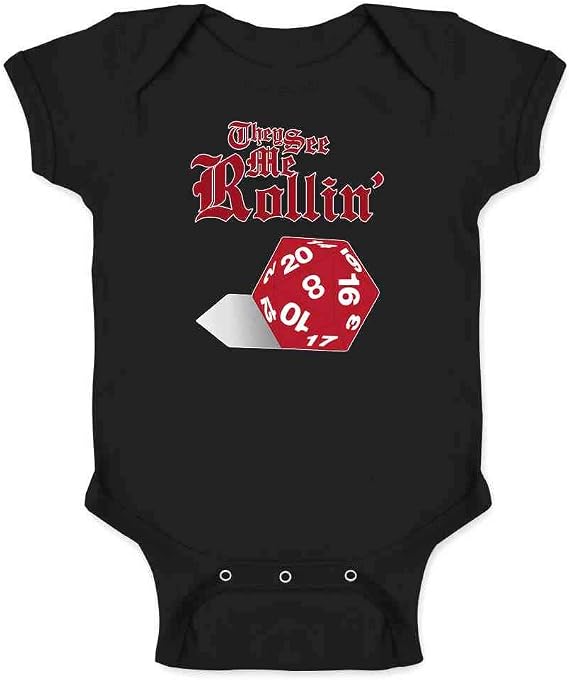 Pop Threads They See Me Rollin D20 Funny RPG Infant Baby Boy Girl Bodysuit