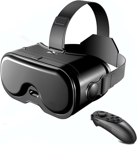 VBESTLIFE VR Headset HD 3D VR Glasses with Bluetooth Controller for OS Android Phones 5-7 Inch 120°FOV Anti-Blue Light Adjustable Pupil Distance
