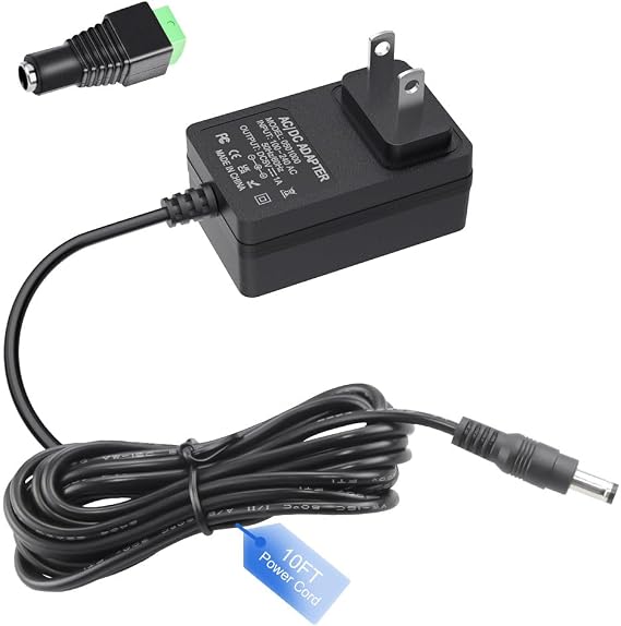5V 1A Power Supply 5Volt 1Amp AC Adapter 100-240V DC 5V Power Cord 10FT,5.5mm x 2.5mm Barrel Plug with DC Female Tip for Electronic Devices Below 1A and 1000mA