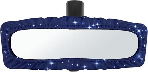 Dark Blue Starry Sky Car Interior Rearview Trim Cover for Women Universal Auto Rear View Dust Cover fit Most Car SUV Truck Easy Cleaning