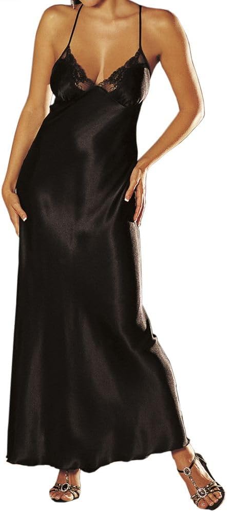 Shirley of Hollywood Women's Charmeuse and Lace Long Gown