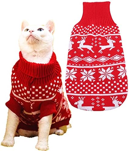 Reindeer Dog Turtleneck Sweater,Puppy Christmas Sweaters for Small Dogs Cat