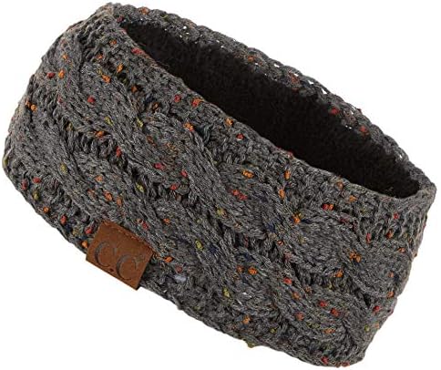 C.C Winter Fuzzy Fleece Lined Thick Knitted Diagonal Stripes Criss-Cross Pattern Headband Headwrap (HW-2060)