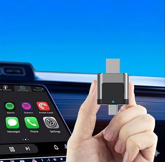 Kablosuz CarPlay ve Android Auto Adaptörü Mini Ergonomik 2in1