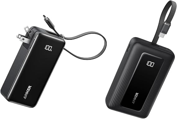 Anker Nano 3-in-1 Portable iPhone Charger, 10,000mAh Power Bank with Built-in USB-C Cable Zolo Power Bank, 20,000mAh 45W Max Fast Portable Charger with Built-in USB-C Cable
