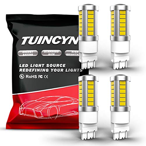 TUINCYN 3157 3155 3156 3157A 3457A LED Brake Light Bulb White 5630 33SMD 8000K 900 Lumens Super Bright Turn Signal Light Tail Back Up Reverse Light Parking Light DC 12V Pack of 4