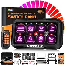 Auxbeam 8 Gang Switch Panel RC-800 RGB Wireless Remote Control Range Up to 165FT Multifunction Switch Pod 3 lighting modes with Backlit Off and Auto Dimmable for RV Offroad Waterproof
