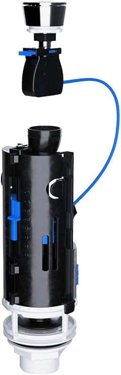 PlumbEZ Universal Dual Flush Valve for Toilet Flush System Replacement, WRAS Approved Adjustable Toilet Cistern Flush Parts, Fits 1 1/2" & 2" Outlet with Universal Push Button & Internal Overflow