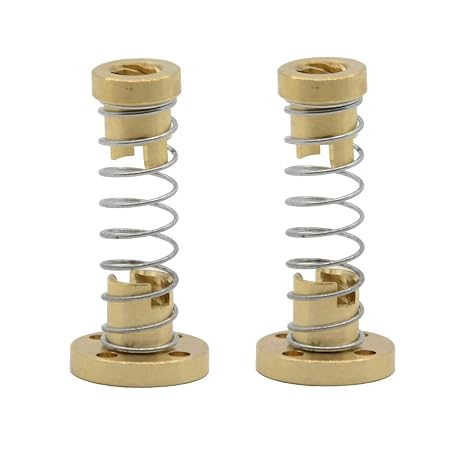 2pcs T8 Tr8x8 Anti Backlash Spring Loaded Brass Nut Elimination Gap (Acme Thread, 2mm Pitch, 4 Starts, 8mm Lead) for 8mm Acme Threaded T8x8 Lead Screw