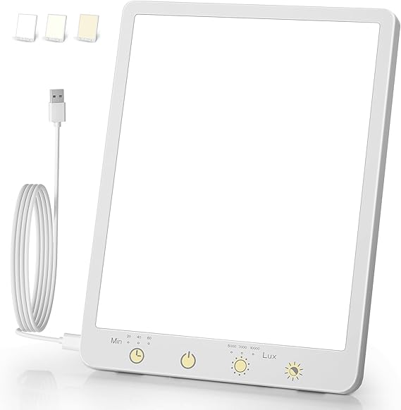 Light Therapy Lamp - 10000 Lux 3 Color Temperature & Wall Mount Sun Light, Touch Control Daylight Lamps with Memory Function for Home/Office