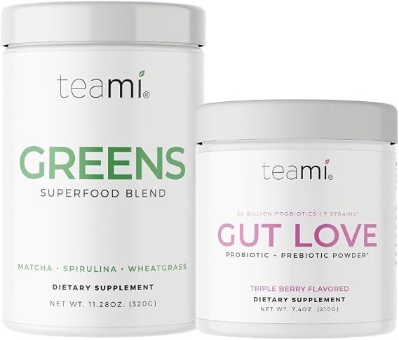 Teami Organic Super Greens & Gut Health Powder - prebiotics and probiotics Powder for Immunity & Digestion - 16 Natural Ingridients with 20 Billion Probioctics