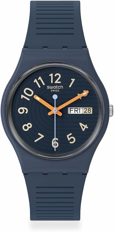 Swatch Gent Biosourced Unisex Watch Casual Polymer Blue Quartz Waterproof Trendy Lines At Night