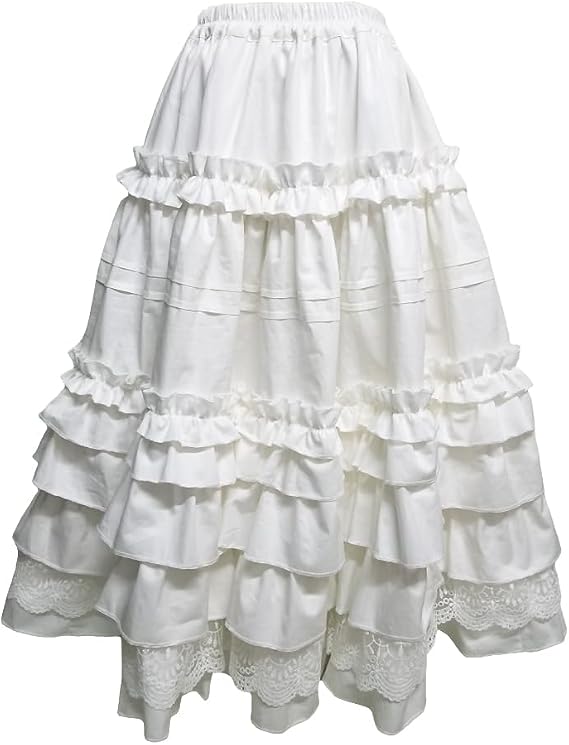 Women Cotton 80cm Ruffled Skirt JSK Multi-layer Extended Underskirt Petticoat Lolita Halloween Accessory Custom Made Beige