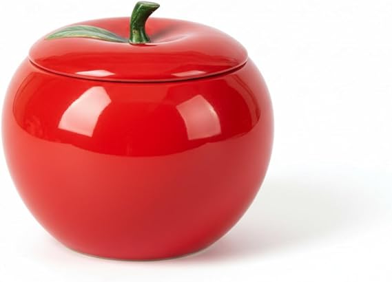 Ceramic Jewelry Box,apple tabletop ornament Wedding Souvenir Jewelry Trinket Storage Tank Container Storage for Ring Necklace Bracelet Earrings Rings and Accessories (Red)