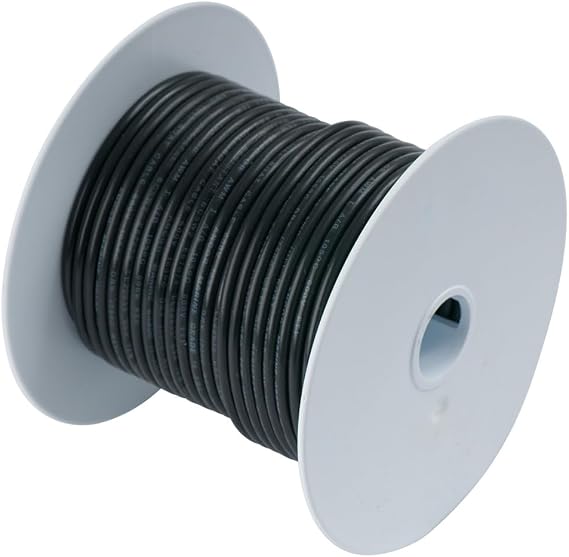 Ancor 108002 Marine Grade Electrical Primary Tinned Copper Boat Wiring (10-Gauge, Black, 25-Feet)