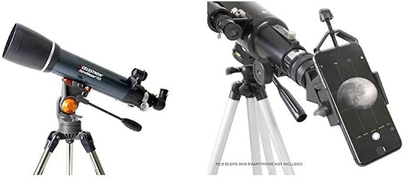 Celestron 22065 Astro Master 102AZ Refractor Telescope, Blue and Basic Smartphone Adapter 1.25" Capture Your Discoveries, Black