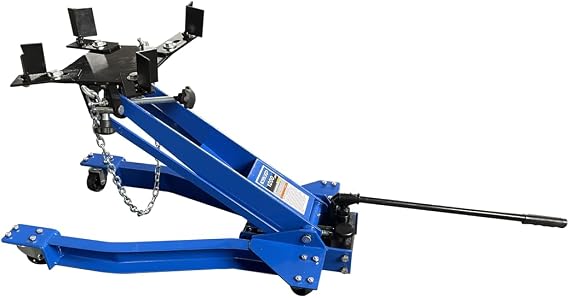 K Tool International XD63515 1,200 lbs. Low Profile Transmission Jack for Garages, Repair Shops and DIY, 31.5" Height, Saddle Tilt +/-10 Degrees, Built-in by-Pass System, 15-1/2" x 15-1/2" Head, Blue