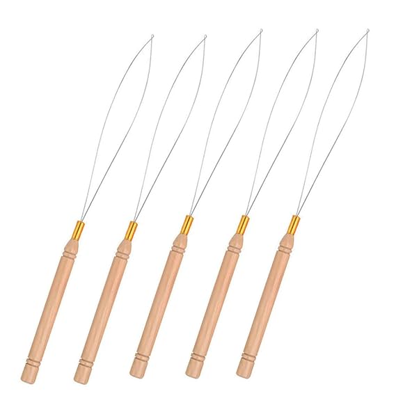 5 Pcs Hair Extension Loop Needle Threader for Micro Nano Rings