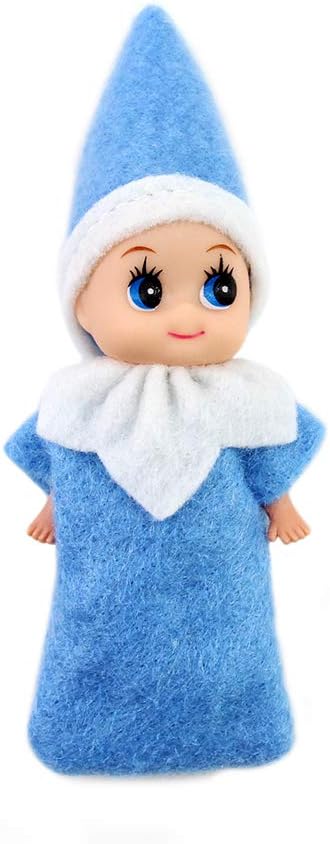 WULEEUPER Tiny Baby Elf Doll | Christmas Miniature Elf Doll | Baby Elves Dolls Toys | Xmas Decoration Gift (Blue boy)