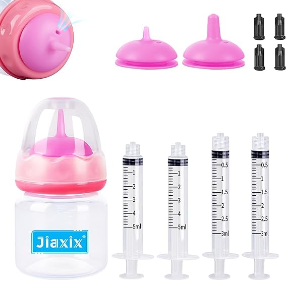 Pet Nursing Bottle Kit for Kitten Puppy,60mlCat Bottle Feeding Kit Nipple Kittens Syringe for Small Cat Dog Newborn Kitten Puppys Rabbits Squirrel Animals (Pink)